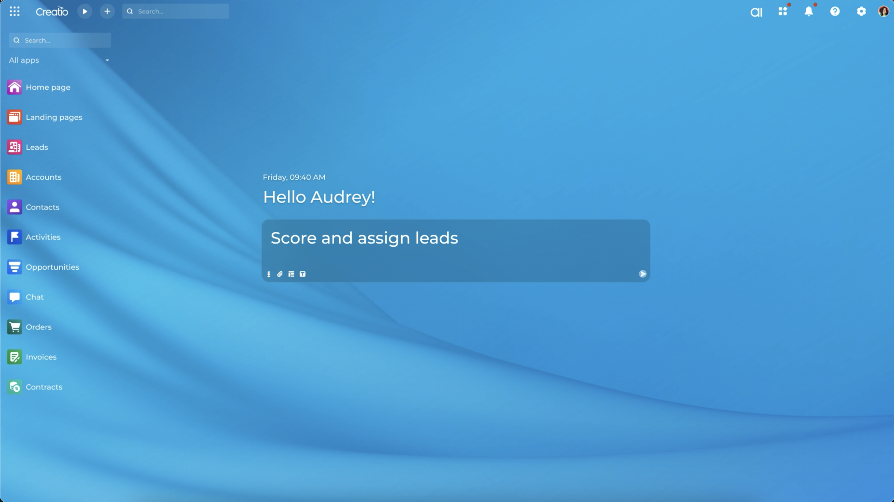 screenshot of Creatio CRM